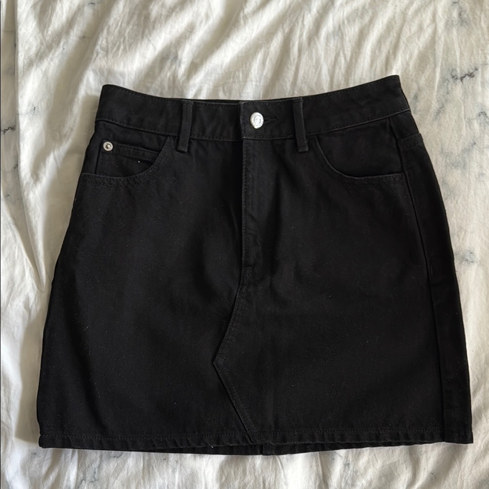 Topshop Black Denim Mini Skirt